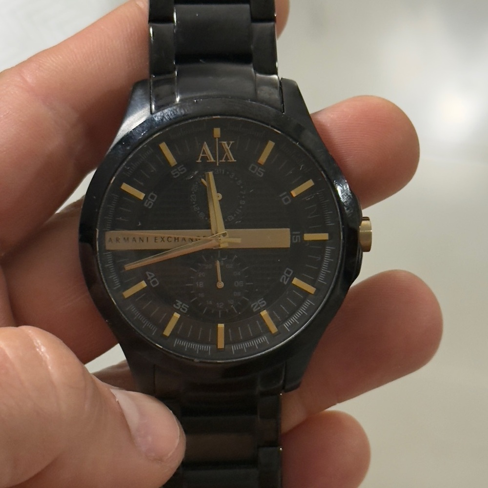 Armani Exchange Black and Gold Men's Watch